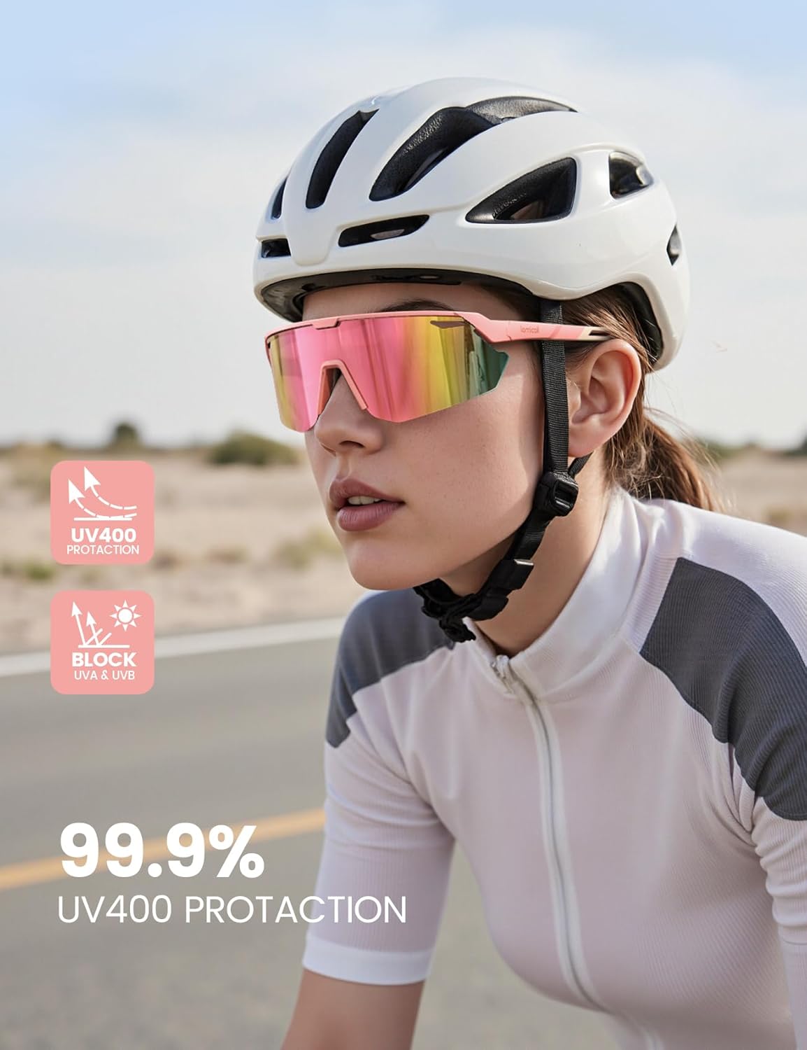 Lamicall Polarisierte Sportsonnenbrille Herren Damen, [24g Ultraleicht] Verstellbares Nasenpad Sportbrille für Fahrrad Wandern Laufen