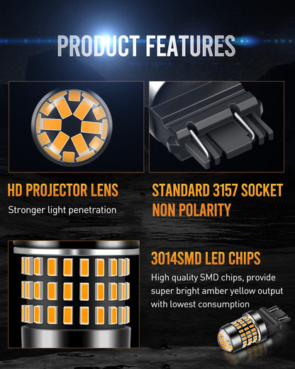 LUYED 3157 LED Bulbs Reverse Light Xenon White 1800 Lumens Super Bright 78 SMD 3056 3156 3057 4157 LED Bulbs,Used for Back Up Reverse Lights,Brake Lights,Tail Lights,Turn Signal Lights,Pack of 2