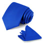 JUNMEISI Black Tie Set in Gift Box Mens Solid Color 3.15" (8CM) Black Necktie and Pocket Square Set