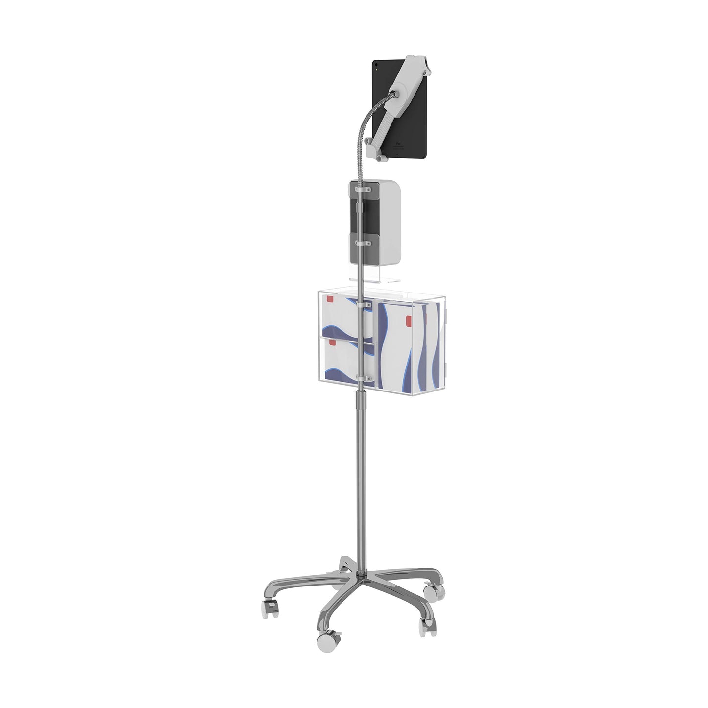 Medical Mobile Stand – CTA Medical Mobile Floor Stand for iPad 7/8/9 Gen 10.2”, 12.9” iPad Pro, 11” iPad Pro, iPad mini, iPad Air 4, Surface Pro X, and Other 7-13" Tablet - White