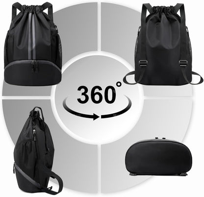 Hoedia Sports-Kordelzugrucksack – Schwimm-Turnbeutel mit Schuhfach und wasserdichter Tasche für Damen und Herren