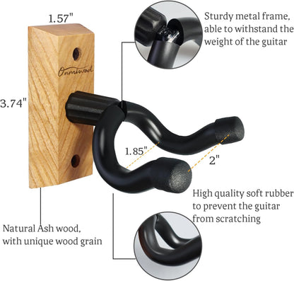 Gitarren-Wandhalterung, 2er-Pack, Gitarrenbügel aus schwarzem Nussbaumholz, U-förmige Gitarren-Wandhalterung, Gitarrenhalter-Hakenständer für Akustik-, E-Gitarre, Banjo,, Bass, Geschenk für Gitarristen, Männer, Jungen