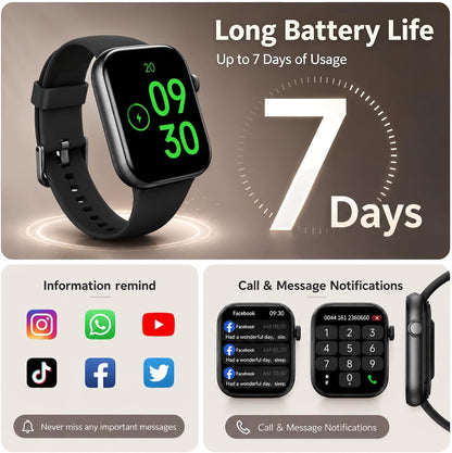 Smart Watch for Men Women, Bluetooth Calling, 1.85" HD Touch Screen Fitness Tracker