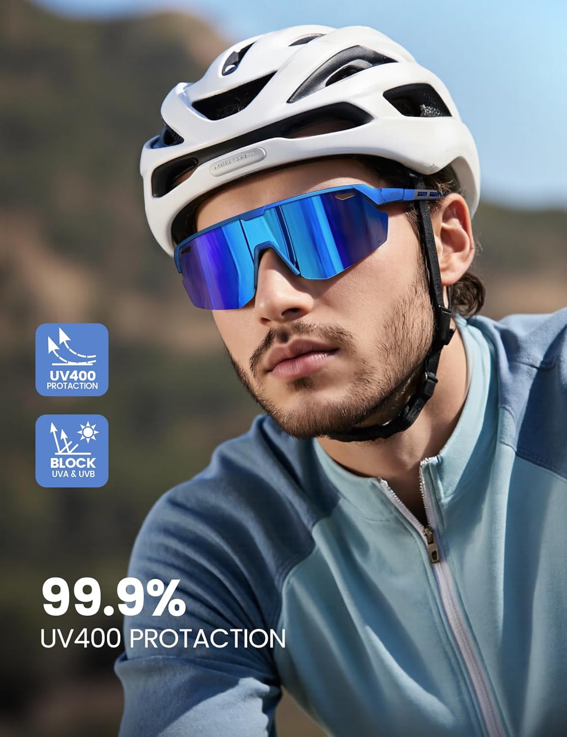 Lamicall Polarisierte Sportsonnenbrille Herren Damen, [24g Ultraleicht] Verstellbares Nasenpad Sportbrille für Fahrrad Wandern Laufen