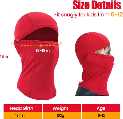 Kinder Sturmhaube Skimaske Kinder Schal Kinder Fleece Nackenwärmer Kälteschutz Gesichtsmaske für Jungen Mädchen Schwarz