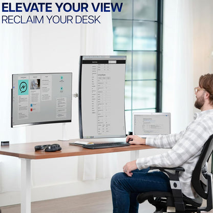 VIVO Dual-Monitor Tischhalterung, für 2 Bildschirme bis zu 30 Zoll und je 10 kg, Hochleistungs-Stahlständer voll verstellbar mit Klemme und Tülle, Schwarz, STAND-V002