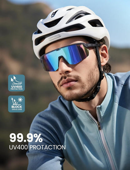 Lamicall Polarisierte Sportsonnenbrille Herren Damen, [24g Ultraleicht] Verstellbares Nasenpad Sportbrille für Fahrrad Wandern Laufen