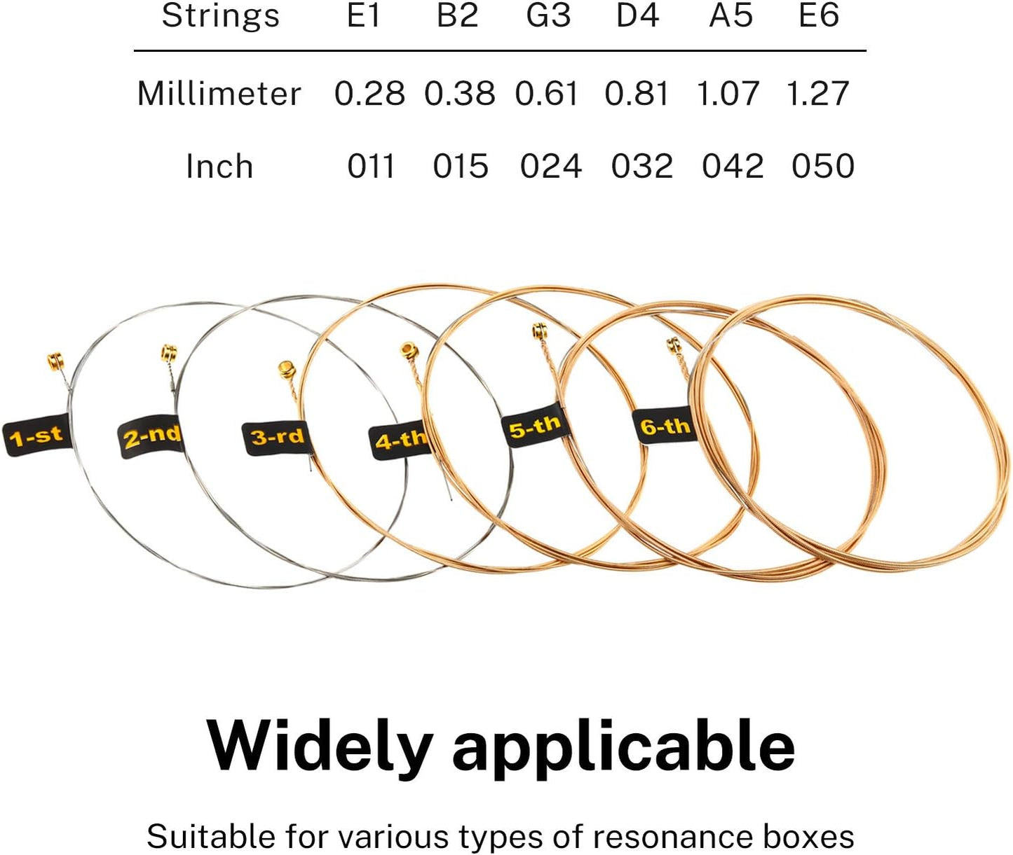 Donner Akustikgitarrensaiten, Leichte Akustikgitarrensaiten Phosphor Bronze Beschichtet 1 Satz mit 6 Sechskant-Stahlsaiten 11-50 DAS-20L