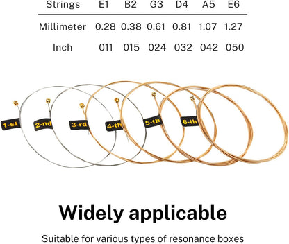 Donner Akustikgitarrensaiten, Leichte Akustikgitarrensaiten Phosphor Bronze Beschichtet 1 Satz mit 6 Sechskant-Stahlsaiten 11-50 DAS-20L