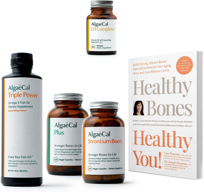 ALGAECAL Powerhouse Bundle - D3 Complete (1000 IU) + K2, Vitamin E, Vitamin A & Bone Builder Pack for Increased Bone Density & Omega 3 Fish Oil 1200mg EPA DHA & Osteoporosis Book