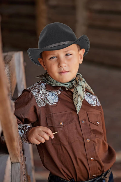 Cowboyhut für Jungen Mädchen Western Filzhut Fedora für Kinder 3-6 Jahre