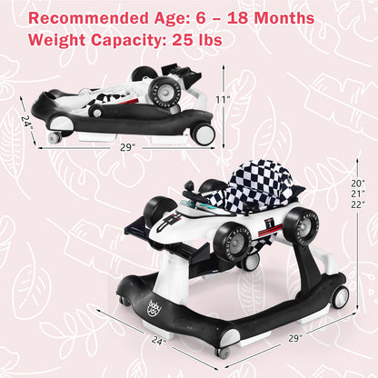 BABY JOY 4-in-1 Baby Walker, Foldable Activity Walker with Adjustable Height & Speed, Music, Lights, Anti-Rollover, Toddler Push Walker, Baby Walker with Wheels for Boys Girls 6-18 Months (Pink)