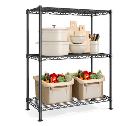 SONGMICS Storage Shelf, Small Metal Wire Shelving Unit, Adjustable Shelves, for Small Spaces, Garage, Bedroom, Living Room, Kitchen, Pantry, 5 Tier, 11.8 x 11.8 x 47.6 Inches, Ink Black ULGR123BH01