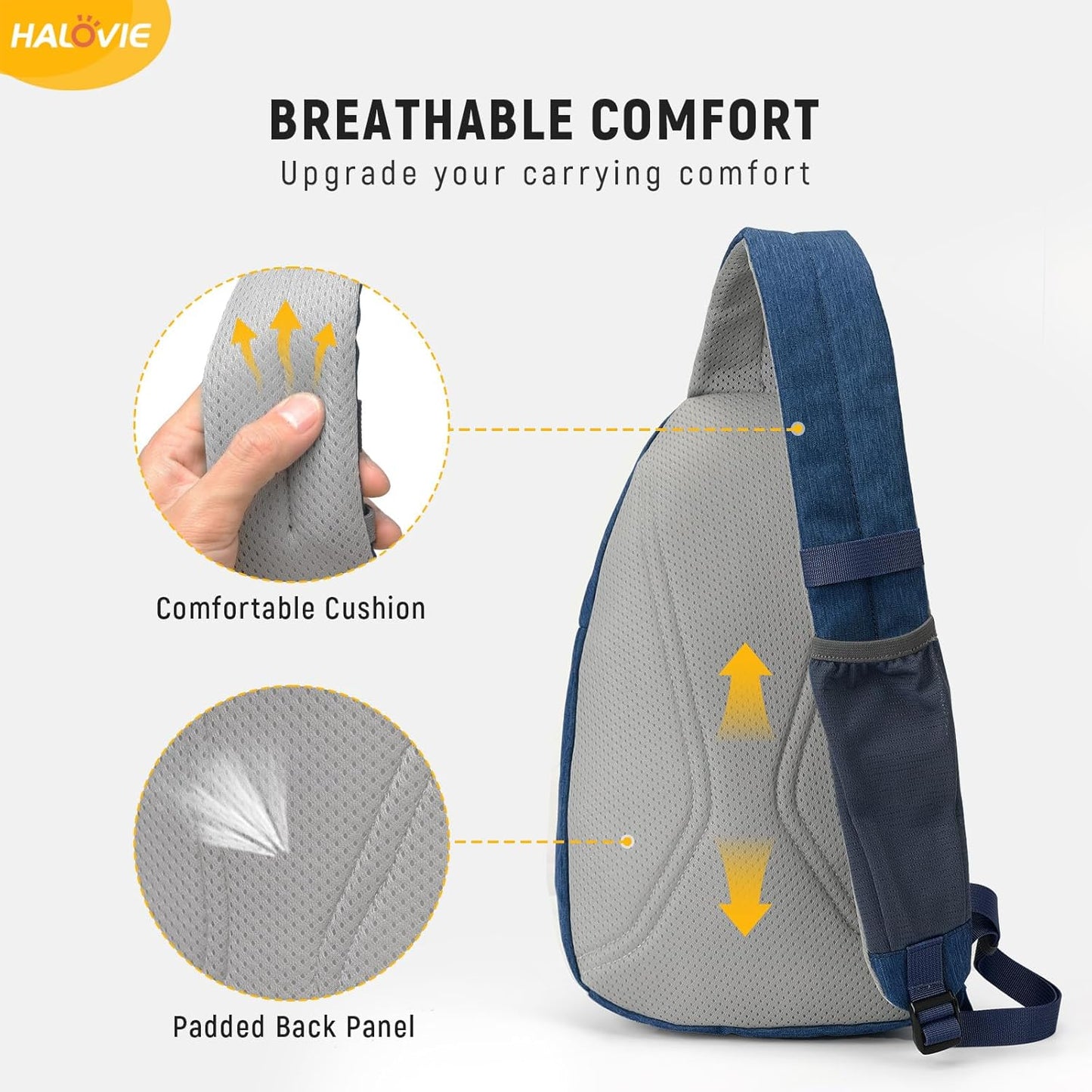 HALOVIE Anti-Diebstahl Sling Bag RFID-Reise-Sling-Rucksack Leichtgewicht Wander-Umhängetasche Brusttasche zum Spazierengehen Arbeiten