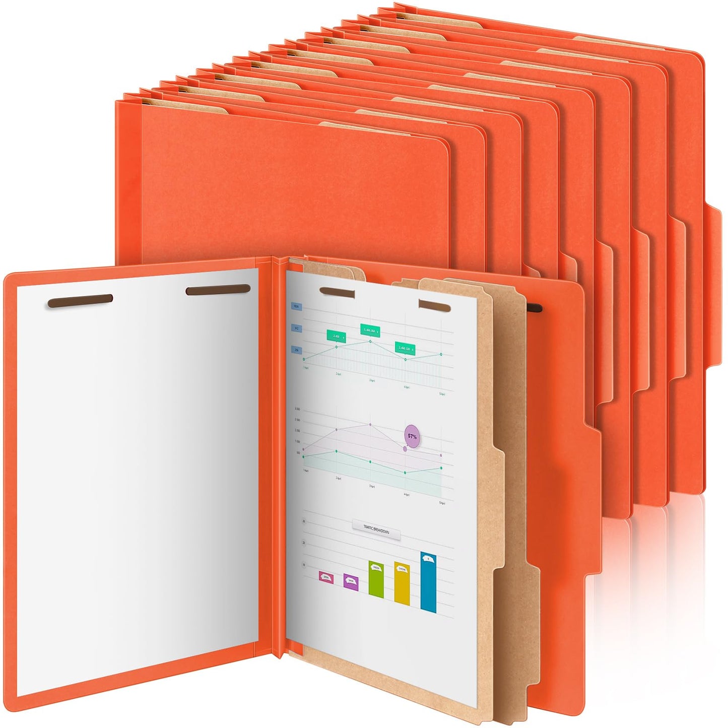 Skyygemm 24 Pcs Classification Folders Letter Size Bulk - 2 Dividers Pressboard File Folder with 3. 5 Inch Expansion, 2 Prongs Fastener, Heavy Duty Office File Organizer for Teacher Medical (Yellow)