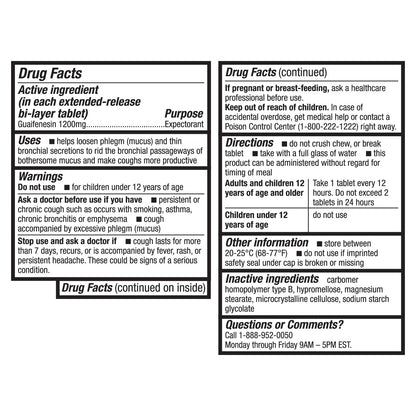 HealthA2Z® Mucus Relief | Guaifenesin 1200 mg | 100 Tablets | 12 Hour | Expectorant | Relieves Chest Congestion | Thins and Loosens Mucus (100 Tablets) (Pack of 2)