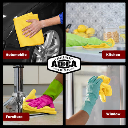 AIDEA Microfiber Cleaning Cloths-50PK, Microfiber Towels for Cars, Premium All-Purpose Car Cloth, Dusting Cleaning Rags, Absorbent Towels for SUVs, House, Kitchen, Window, Gift-12×12"