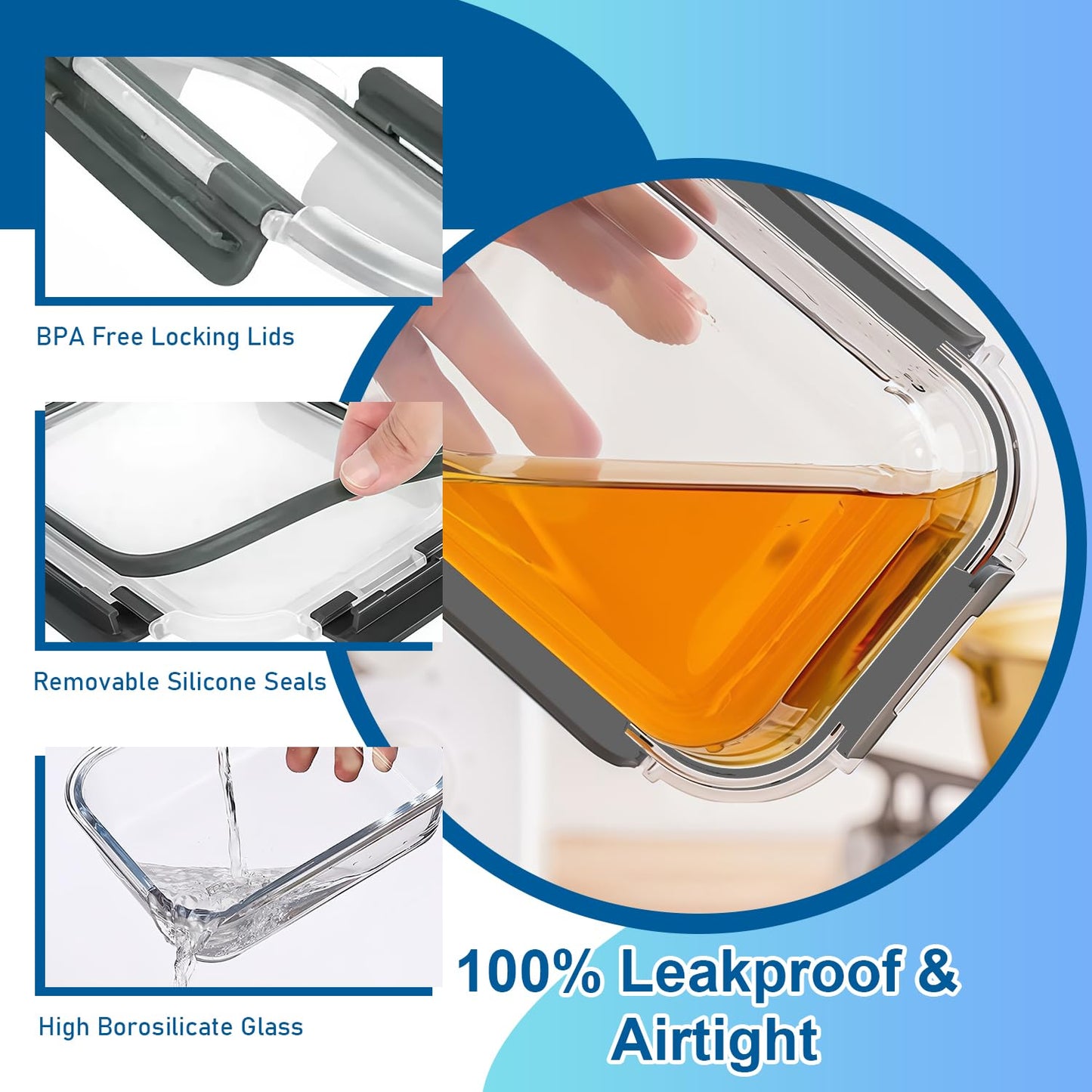 2 Pack Snackle Box –Air Tight Snack Containers with Divided, Lids&Handle –Clear Serving Tray for Fruits, Candy, Nuts –Portable for Travel, Parties, Daily Use (8 Containers Dishwasher Safe)