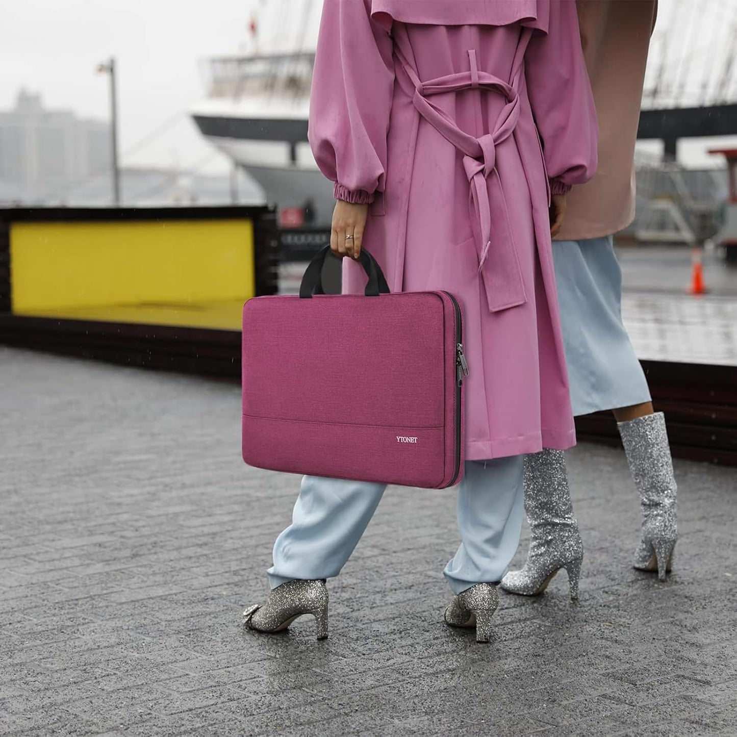 Funda para portátil Ytonet, bolsa para portátil TSA de 15.6 pulgadas, funda para portátil resistente al agua, bolsa de transporte para ordenador compatible con portátiles Lenovo, HP, Dell, Asus, regalos para hombres y mujeres, gris