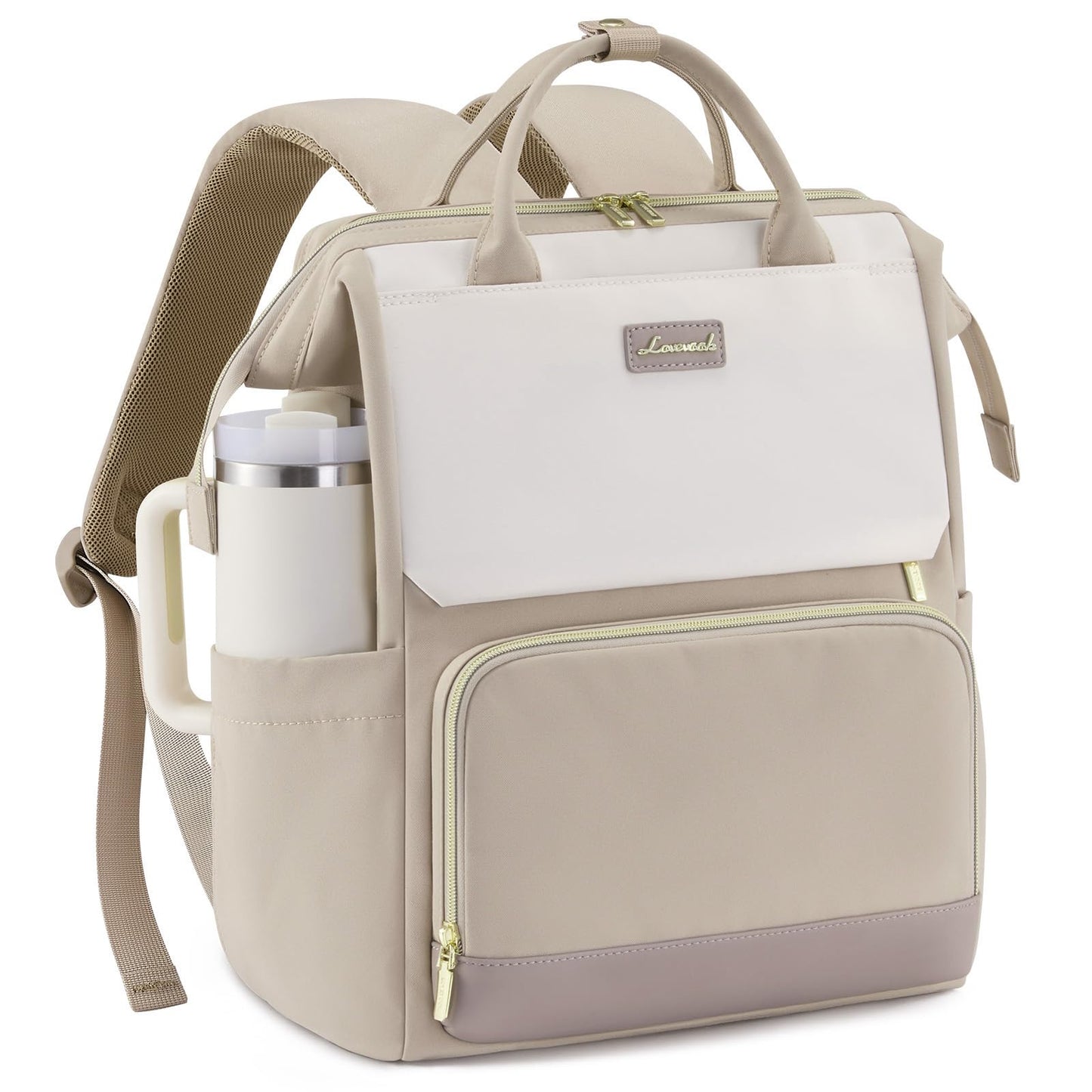 LOVEVOOK Laptop Backpack for Women with Giant Tumbler Holder Pocket, 15.6 inch Travel Work Bag Purse for Nurse Teacher, Waterproof Casual Daypack Bookbag for College Business