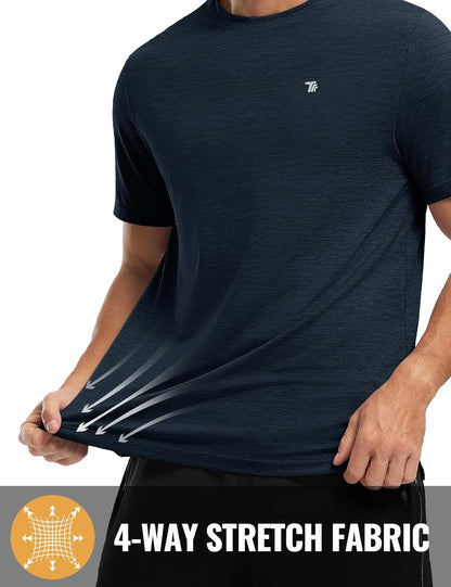 Rdruko Herren Kurzarm Trainingsshirts – Trockene Passform – Feuchtigkeitstransportierend – Für Laufen, Fitnessstudio, aktiven Sport