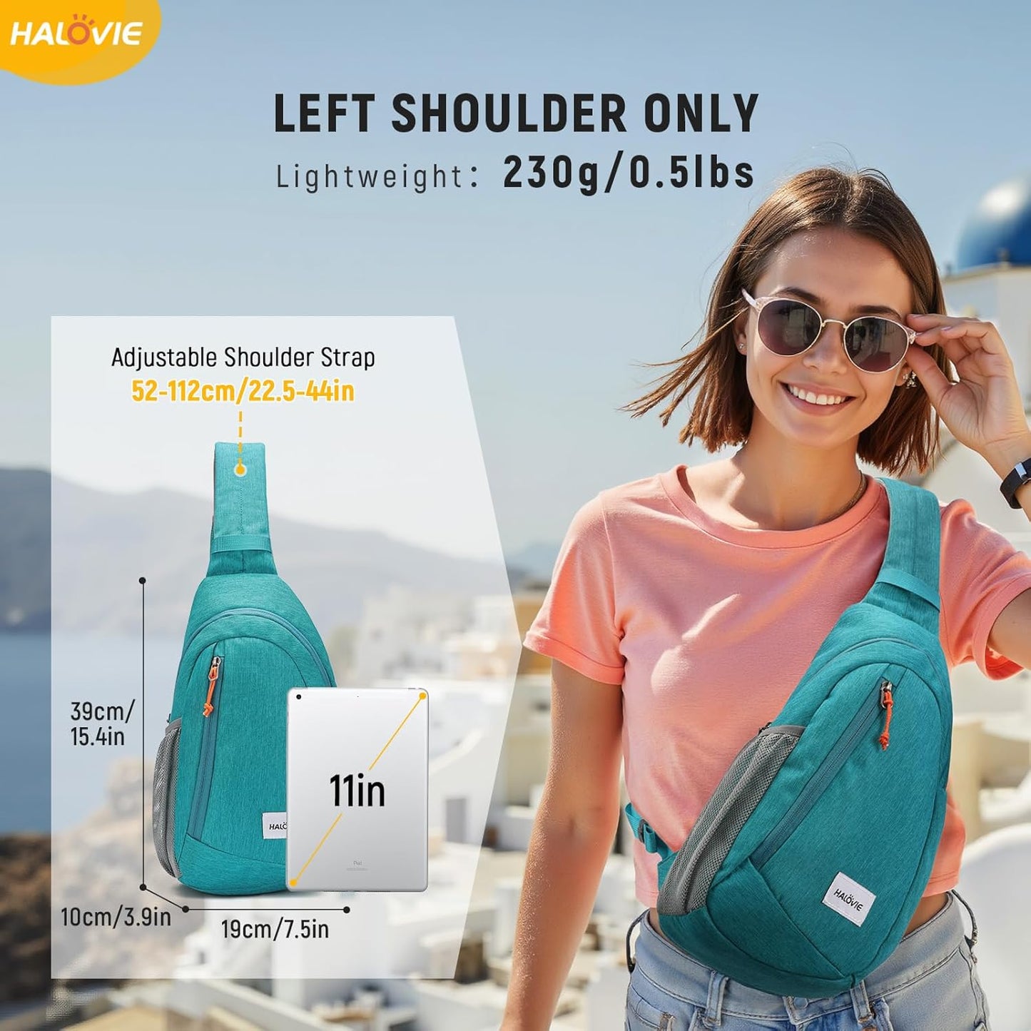 HALOVIE Anti-Diebstahl Sling Bag RFID-Reise-Sling-Rucksack Leichtgewicht Wander-Umhängetasche Brusttasche zum Spazierengehen Arbeiten