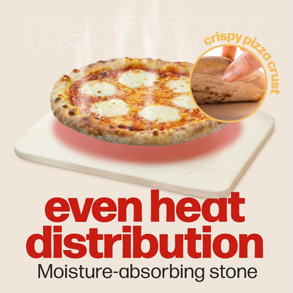 HANS GRILL PIZZA STONE | Rectangular Pizza Stone For Oven Baking & BBQ Grilling