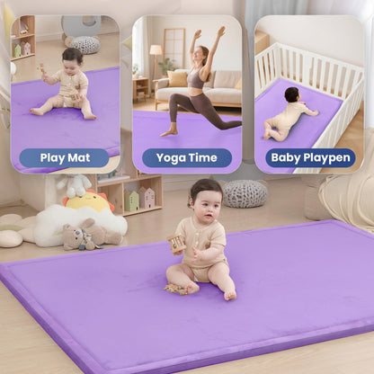 Huloo Sleep Ultra Soft Baby Spielmatte für den Boden, 3,3 cm dicke Elasti-Foam 127x127 cm Laufgittermatte für Kleinkinder, rutschfeste Rückseite, sicher zum Krabbeln und für die Bauchlage, Tatami-Stil (Dunkelgrau)