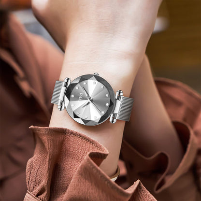 CIVO Damenarmbanduhr, wasserdichte analoge Quarzdameuhr für Damen, Roségold-Mesh-Armband, elegant, luxuriös, Designer-Damenuhr mit Diamant-Zifferblatt