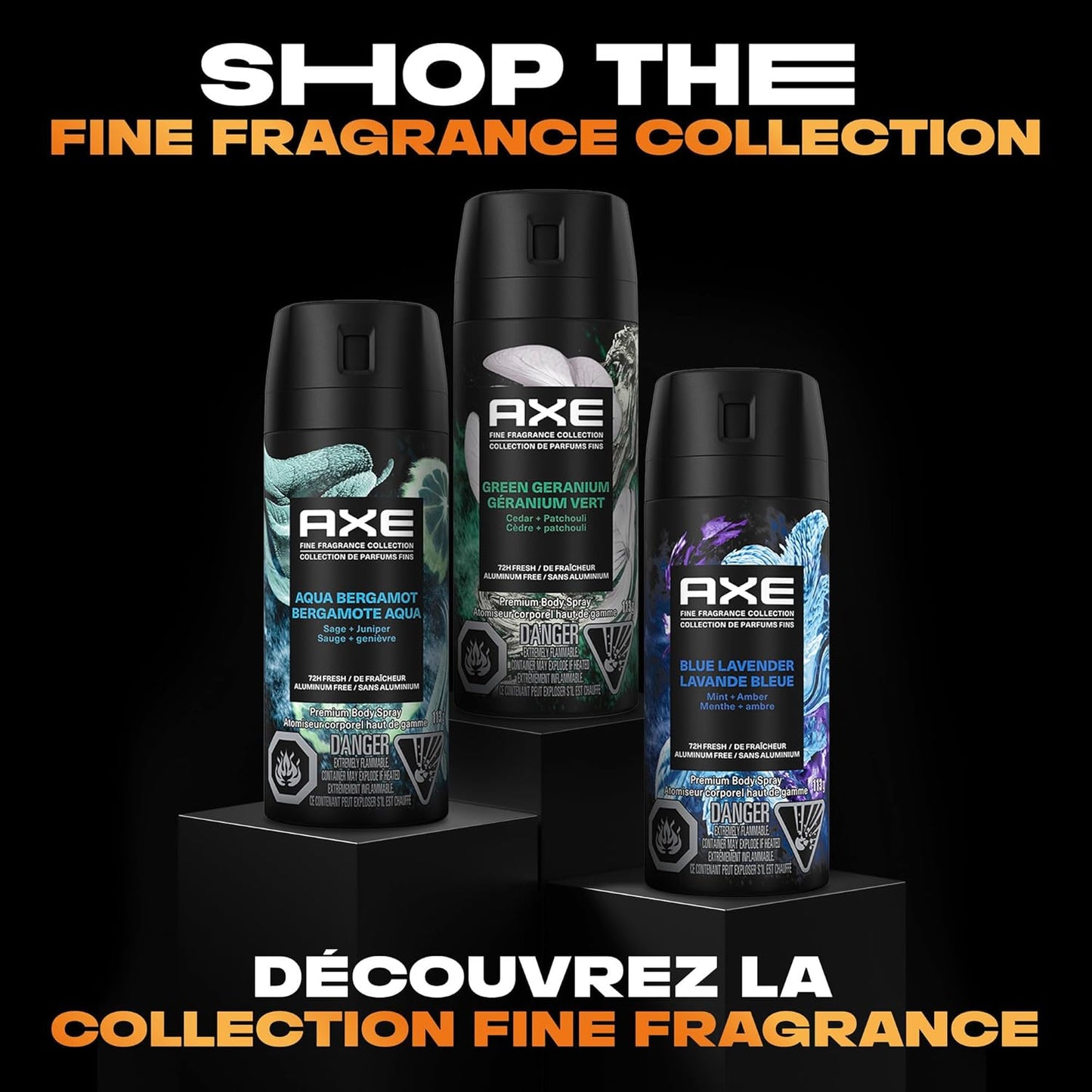 AXE Fine Fragrance Collection Premium Bodyspray für Männer, Black Vanilla Deodorant mit 72 Stunden Geruchsschutz und Frische, angereichert mit ätherischen Ölen aus Vanille, Orange und Sandelholz, 113g