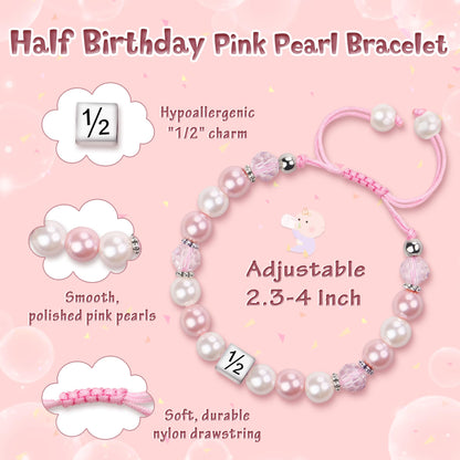 Sereney 5 Jahre altes Mädchen Geburtstagsgeschenkideen, verstellbares rosa-weißes Perlenarmband als Fünf-Jahres-5-Jahre-altes 5. Geburtstagsgeschenk für Teenager-Mädchen, Tochter, Nichte, Enkelin