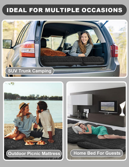 Umbrauto Car Air Mattress Backseat| Inflatable Truck Back Seat Camping Airbed for SUV Rear Seat, Blow Up Sleeping Travel Bed for Van Trunk with Pump & Pillows
