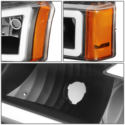 DNA MOTORING HL-LB-CSIL03-BK-CL1 Black Housing 3D LED DRL Headlight Bumper Lamp Set Compatible with 03-06 Silverado 1500-3500 / Avalanche 1500 2500
