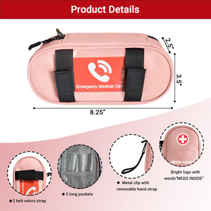 EpiPen Carry Case Insulated, Travel Medical Bag with YKK Zipper, Hold 2 Epi Pens or Auvi-Q, Anti-Histamine, Asthma Inhaler, Allergy Medicines, Emergency Medication Organizer Pouch, Red