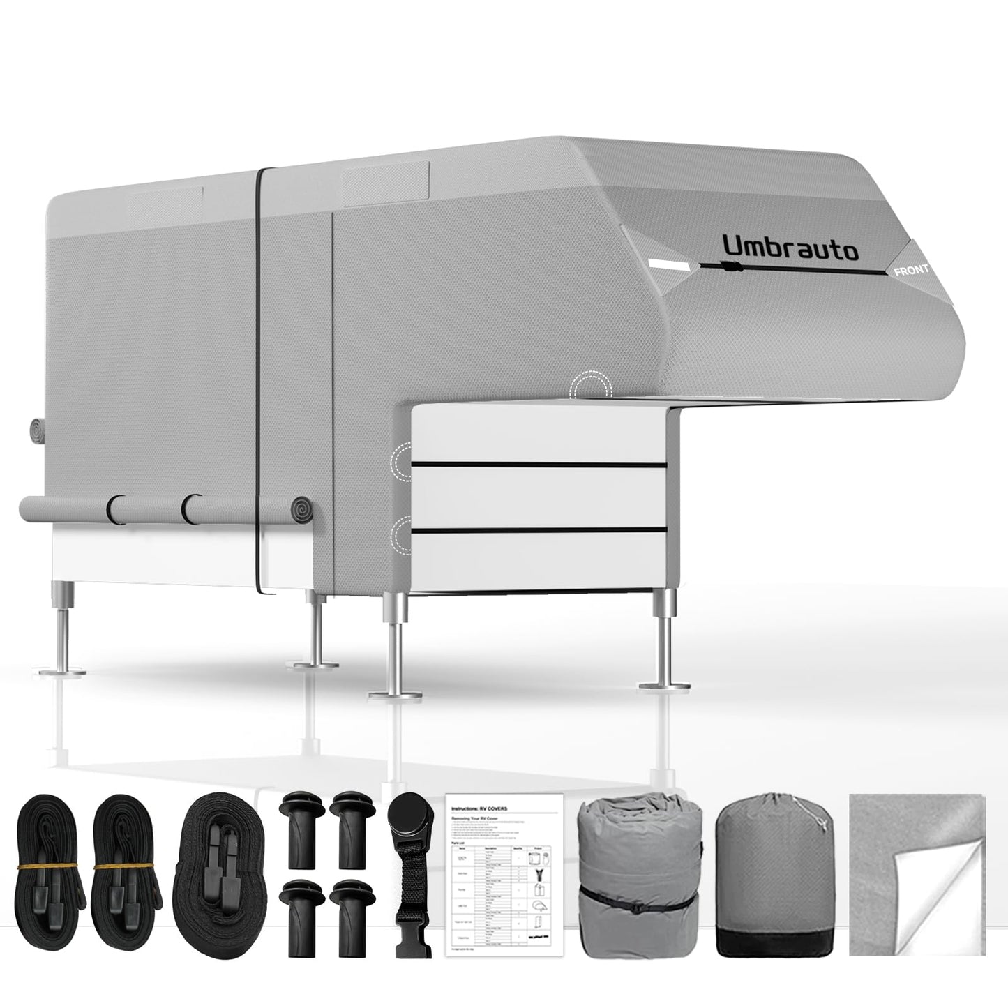 Umbrauto Class C RV Cover Fits 29-32’, Class C Motorhome Camper Cover, Heavy Duty 7 Layers Top Windproof Breathable RV Cover with 3Pcs Extra Straps, Adhesive Repair Patches, 6 Gutter Covers