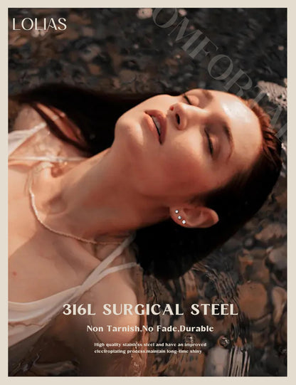 LOLIAS Hypoallergenic Flat Back Earrings for Women-Surgical Steel Earrings for Sensitive Ears 20G Stainless Steel Earring Stacks Small Flatback Stud Hoop Cartilage Earring
