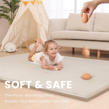 Huloo Sleep Ultra Soft Baby Spielmatte für den Boden, 3,3 cm dicke Elasti-Foam 127x127 cm Laufgittermatte für Kleinkinder, rutschfeste Rückseite, sicher zum Krabbeln und für die Bauchlage, Tatami-Stil (Dunkelgrau)