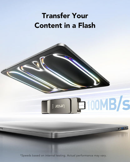Lexar D40E 128GB Dual USB 3.2 Gen 1 Type-C Jump Drive, USB-C Flash Laufwerk Metallgehäuse Drehdesign (Champagne Silber)