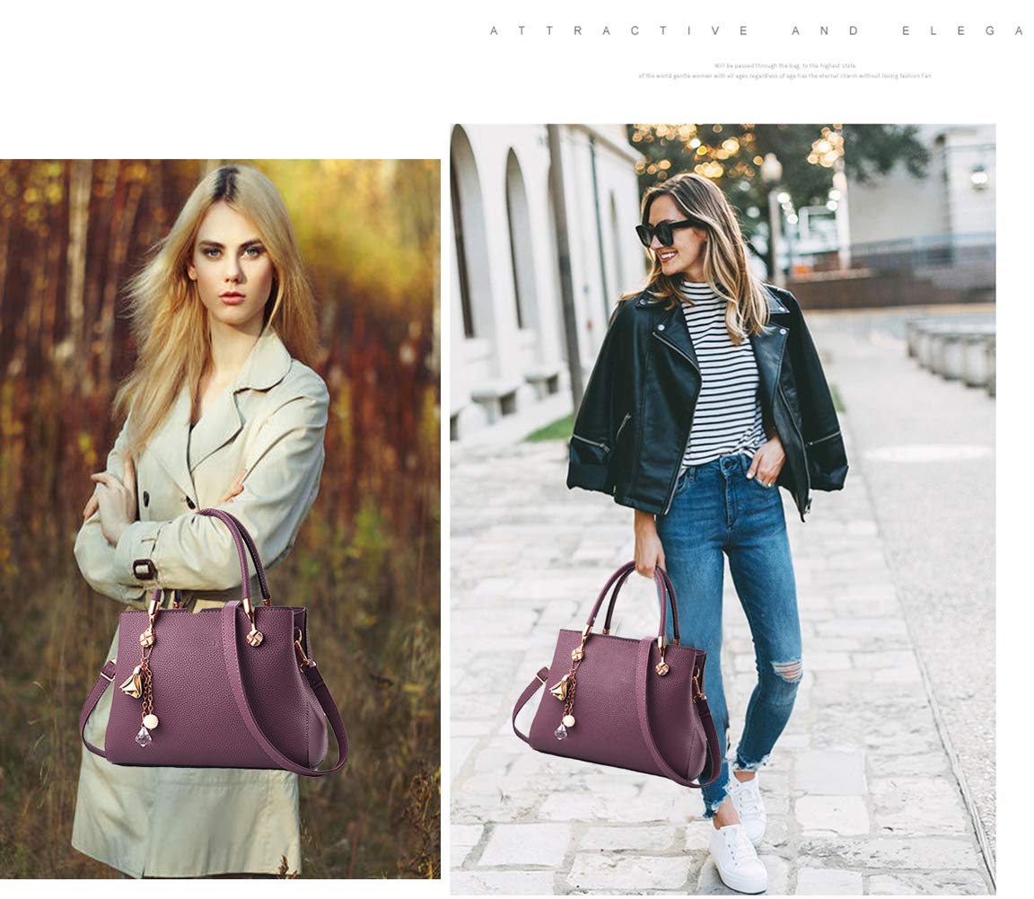 Jeniulet Geldbörsen und Handtaschen für Damen Mode Damen PU-Leder Top-Griff Satchel Schulter Tragetaschen Dunkelgrau 10.2" x 3.9" x 7.9"