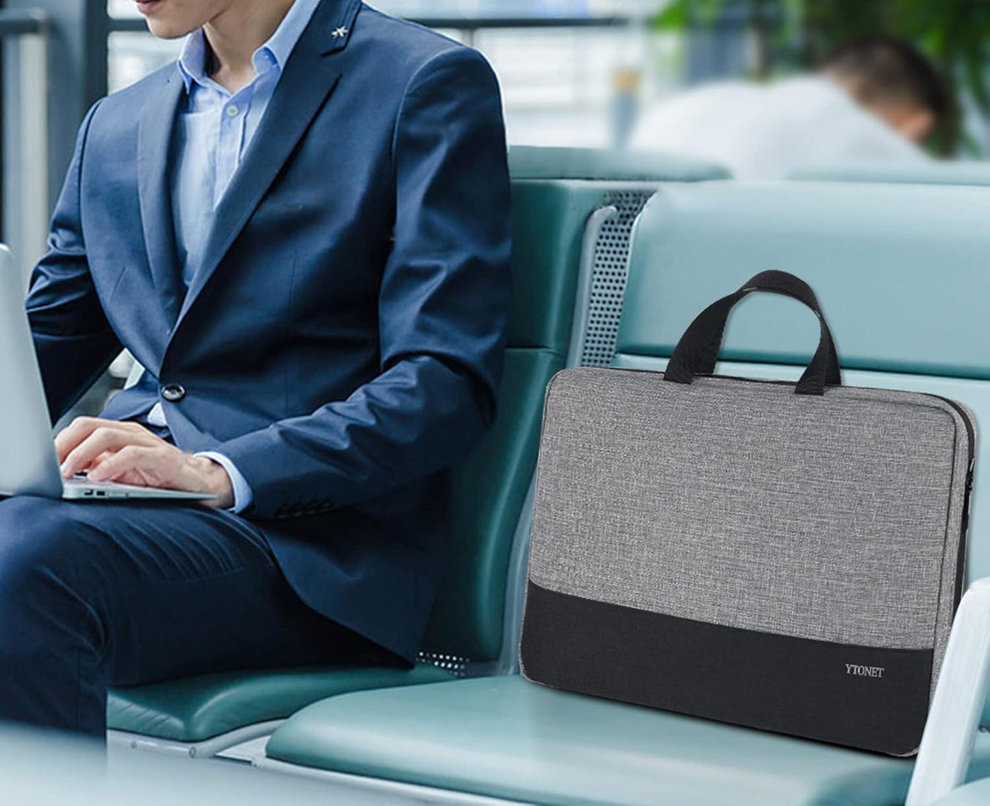 Funda para portátil Ytonet, bolsa para portátil TSA de 15.6 pulgadas, funda para portátil resistente al agua, bolsa de transporte para ordenador compatible con portátiles Lenovo, HP, Dell, Asus, regalos para hombres y mujeres, gris