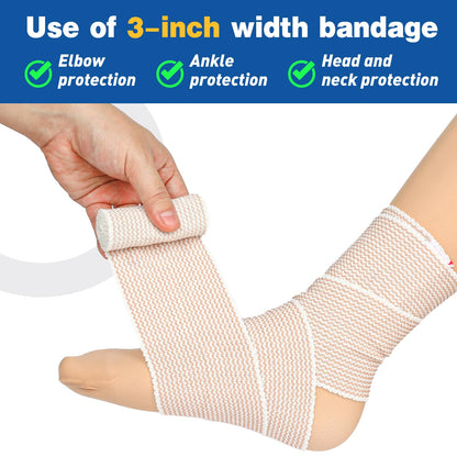 AZEN Premium 8 Pack Elastic Bandage Wrap (2x2", 2x3", 2x4", 2x6"), Compression Wrap Bandage for Legs, Ankle, Knee, Tummy, Body, Latex-Free, Lymphedema Wraps for Legs