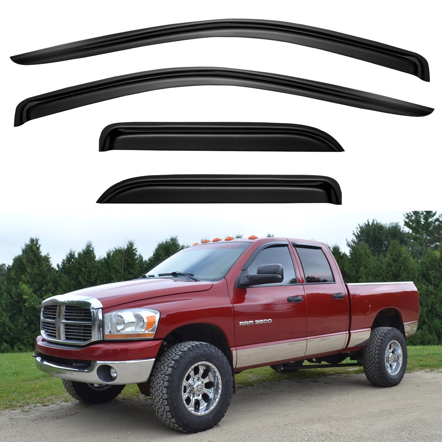 Window Visors Rain Guards for 2015-2026 Ford F150 SuperCrew & 2017-2026 F-150 Raptor F250 F350 F450 F550 Super Duty Crew Cab, Out-Channel Window Vent Deflectors Visors Shades Protectors