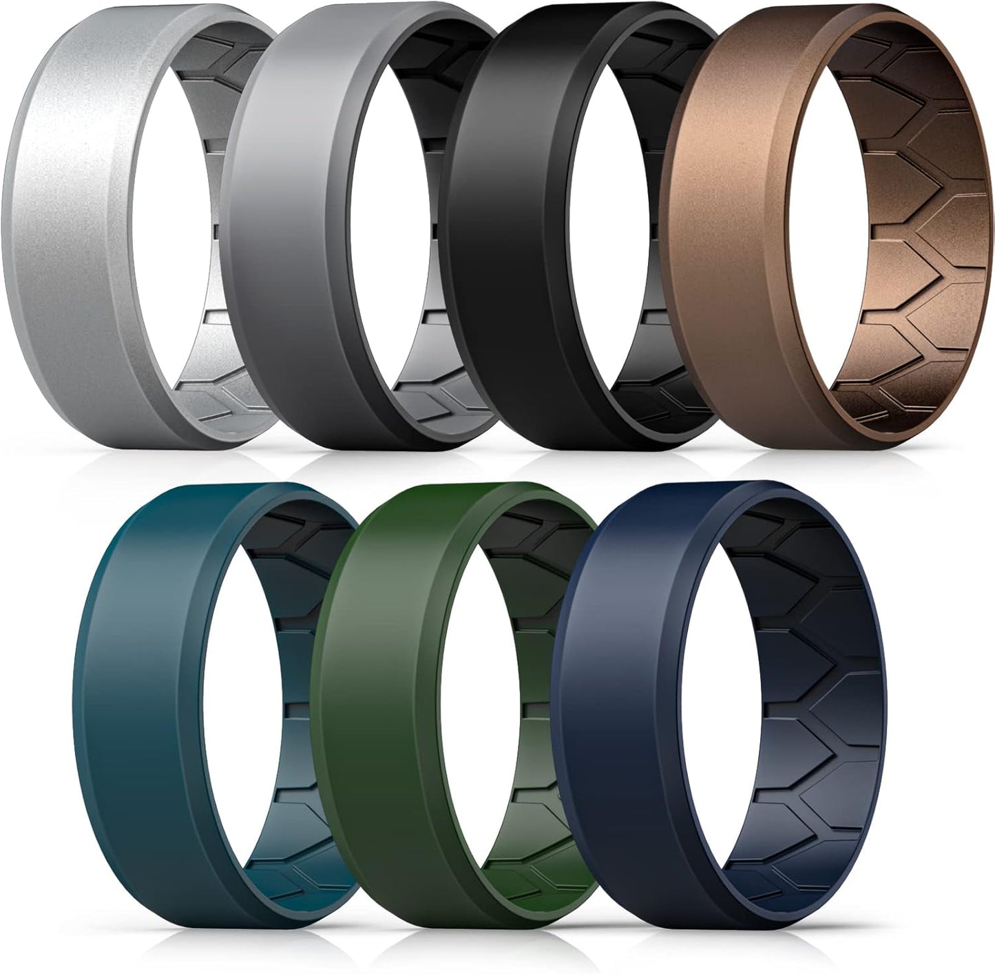 Forthee Silicone Wedding Ring for Men, Mens' Rubber Wedding Engagement Bands for Crossfit Workout, Breathable Airflow Inner Curve