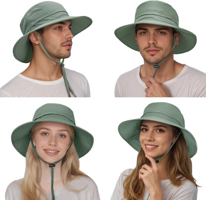 Sonnenhut für Herren und Damen UPF 50+ Schutz – Breiter Krempenhut für Outdoor-Wandern, Wasserabweisender faltbarer Hut zum Angeln