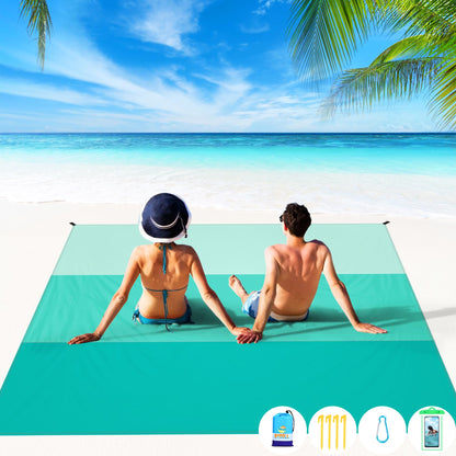 BYDOLL Beach Blanket Waterproof Sandproof Large Sand Free,78''X81''/10'X9' Oversized Sandless Lightweight Blanket Picnic Mat for Beach Travel Camping Hiking with Stakes