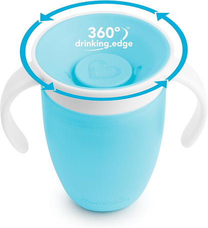 Munchkin Miracle 360˚ Trainer Sippy Cup with Handles, Spill Proof, 7 Ounce, Blue, 1 Pack