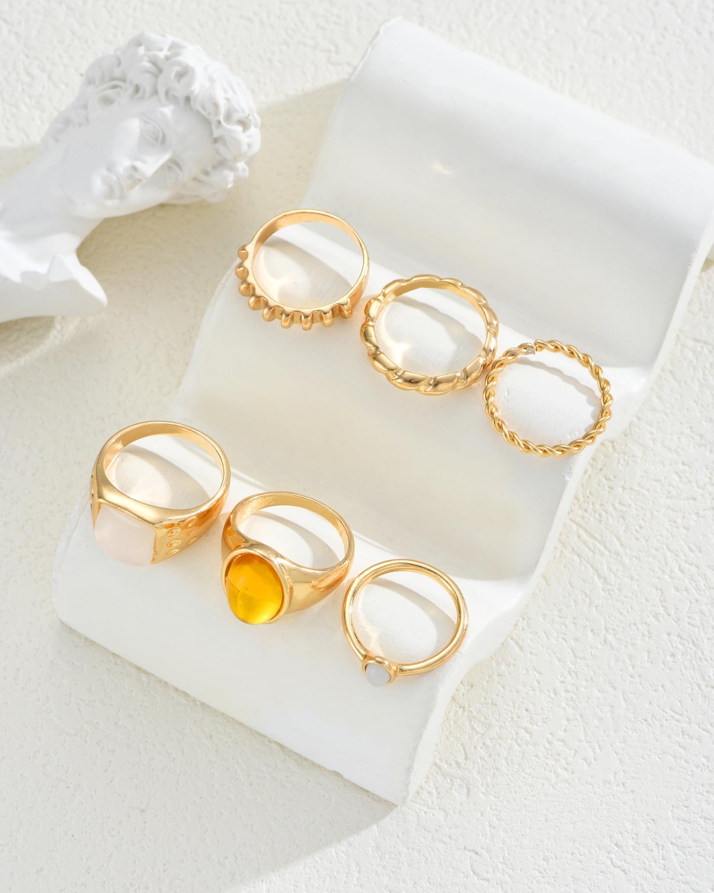 FAXHION 24-60 Pcs Gold Stackable Rings for Women, Knuckle Rings Chunky Gold Ring Set Dainty Stacking Cute Rings, Multiple Sizes Cute Jewelry Set Gift