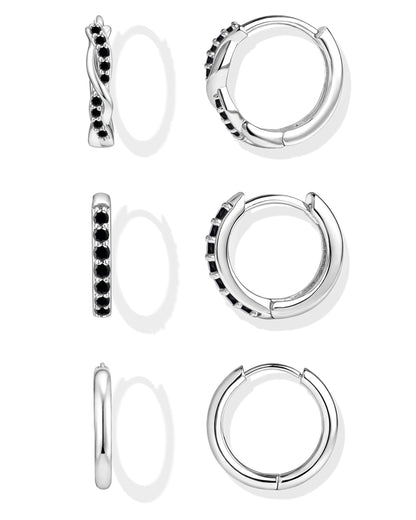 Inerney 14K Gold Plated Huggie Hoop Earrings for Women, Small Sterling Silver Earring Set Hypoallergenic Cartilage Helix Stacks, Mini Dainty Cute Trendy Birthstone Jewelry Gift for Multiple Piercings