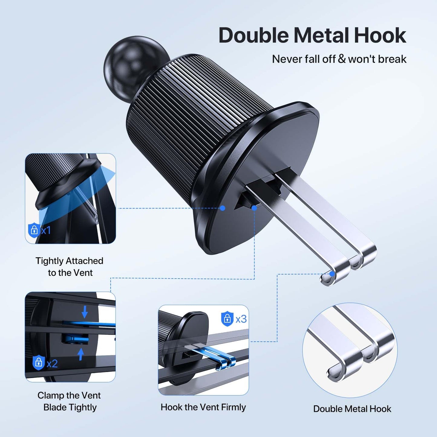 Miracase Car Phone Mount, [Upgraded Strong Military Grade Suction Cup] Long Arm Phone Holder for Car Dashboard Windshield Vent, Hands Free Cell Phone Holder Compatible with All Mobile Phones