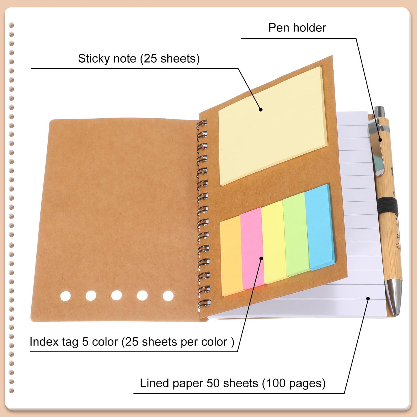 Skyygemm 48 Sets Nurse Appreciation Gifts Bulk 2026 Thank You Gift Notebook with Sticky Notepad Index Tabs with Bamboo Ballpoint Bulk for Nurse Week Medical Graduation Party